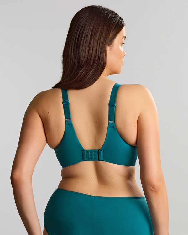 Scultpresse Bliss Full Cup Bra in Teal made for fuller bust curvy women back view