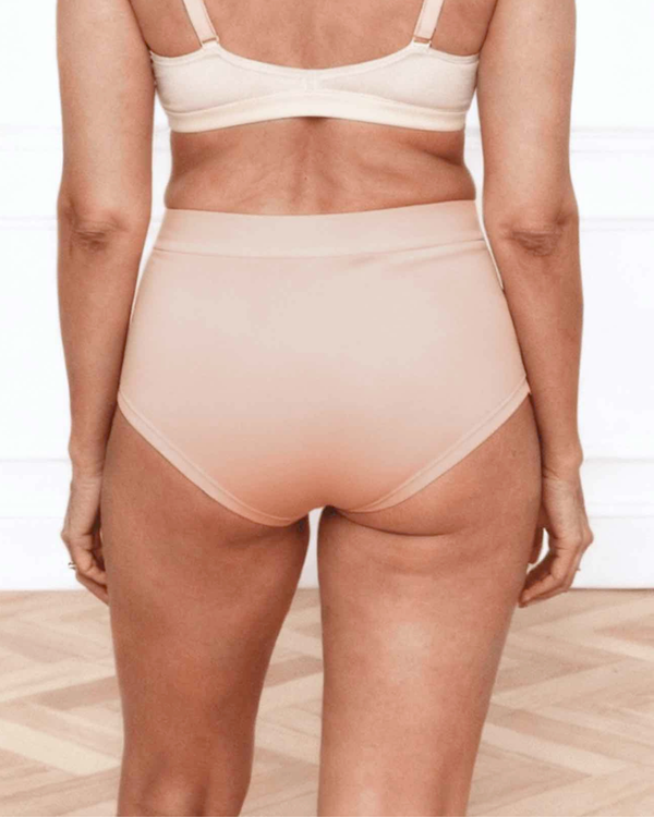 Incontinence full briefs for fuller body women for everyday fresh beige back vieiw