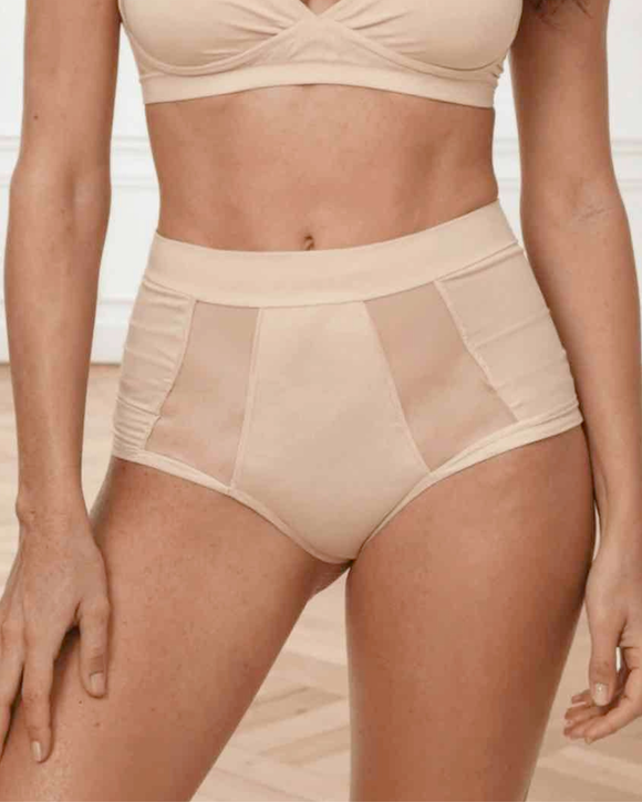 Incontinence full briefs for fuller body women for everyday fresh beige front view