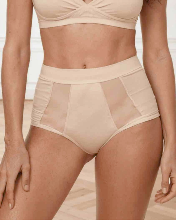 Incontinence full briefs for fuller body women for everyday fresh beige front view
