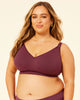 Sugar Popping Candy Nursing bra in burgundy plum made for curves and fuller bust front view