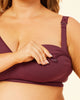 Sugar Popping Candy Nursing bra in burgundy plum made for curves and fuller bust front view drop cup for breastfeeding