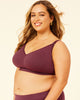 Sugar Popping Candy Nursing bra in burgundy plum made for curves and fuller bust front view side