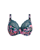 Lucie Stretch Plunge Bra: Teal Floral, made for curves