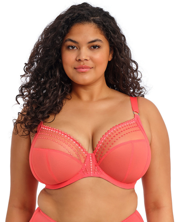 Elomi Matilda Plunge Bra is made for the curvy woman with a full bust now in sunset orange front biew