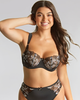 Panache Marlene Balcony Bra is made for curves and displays white floral embroidery on black mesh