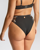 Panache Marlene High Waist Brazilian Bottoms are made for curves and displays white floral embroidery on black mesh
