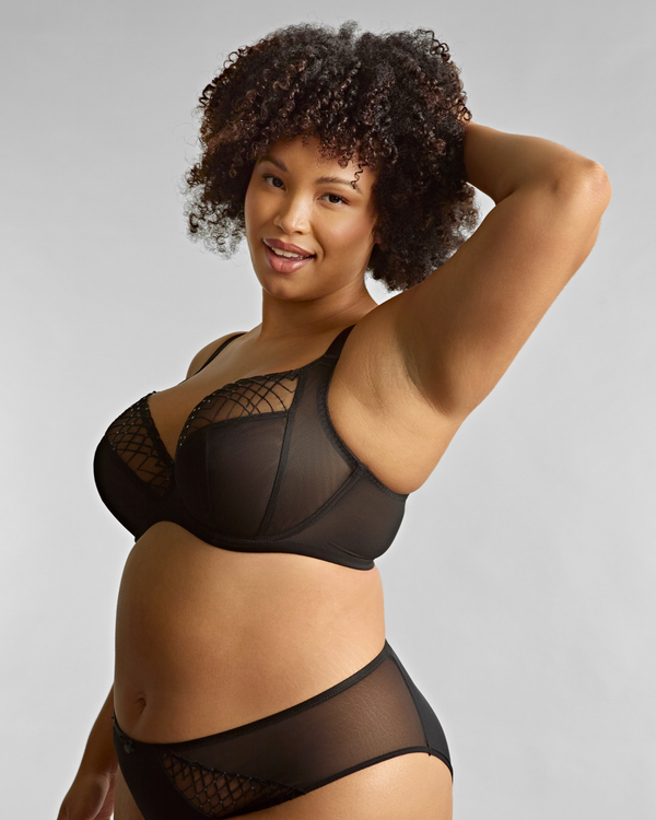 Sculptresse Ella Plunge Black Sequin Bra is made for curves