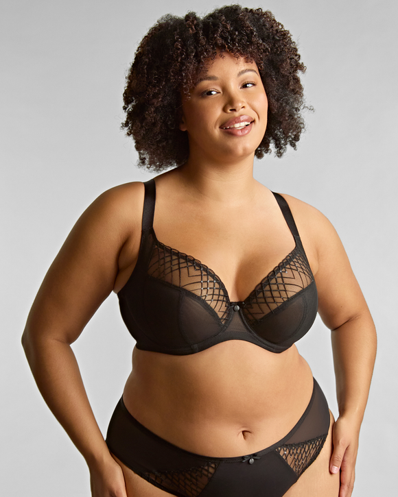 Sculptresse Ella Plunge Black Sequin Bra is made for curves