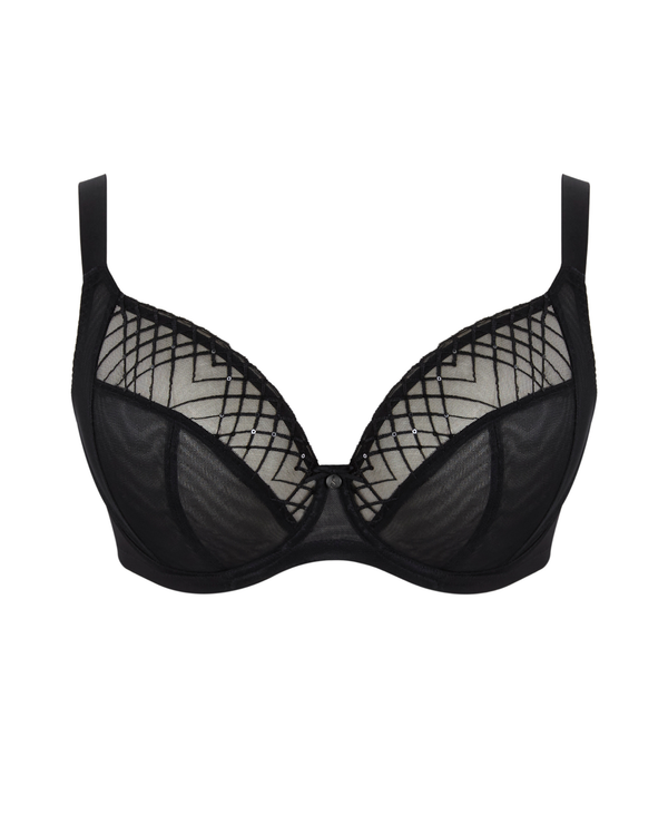 Sculptresse Ella Plunge Black Sequin Bra is made for curves
