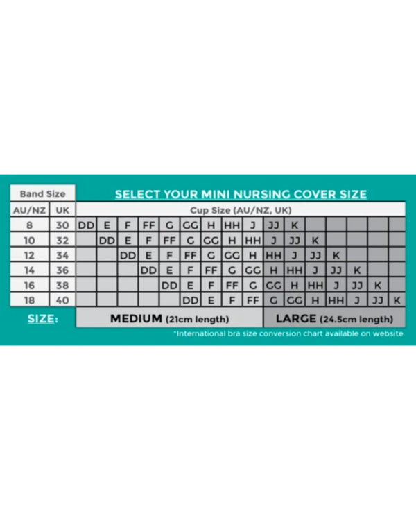 Full Embrace Mini Nursing Cover Size Chart